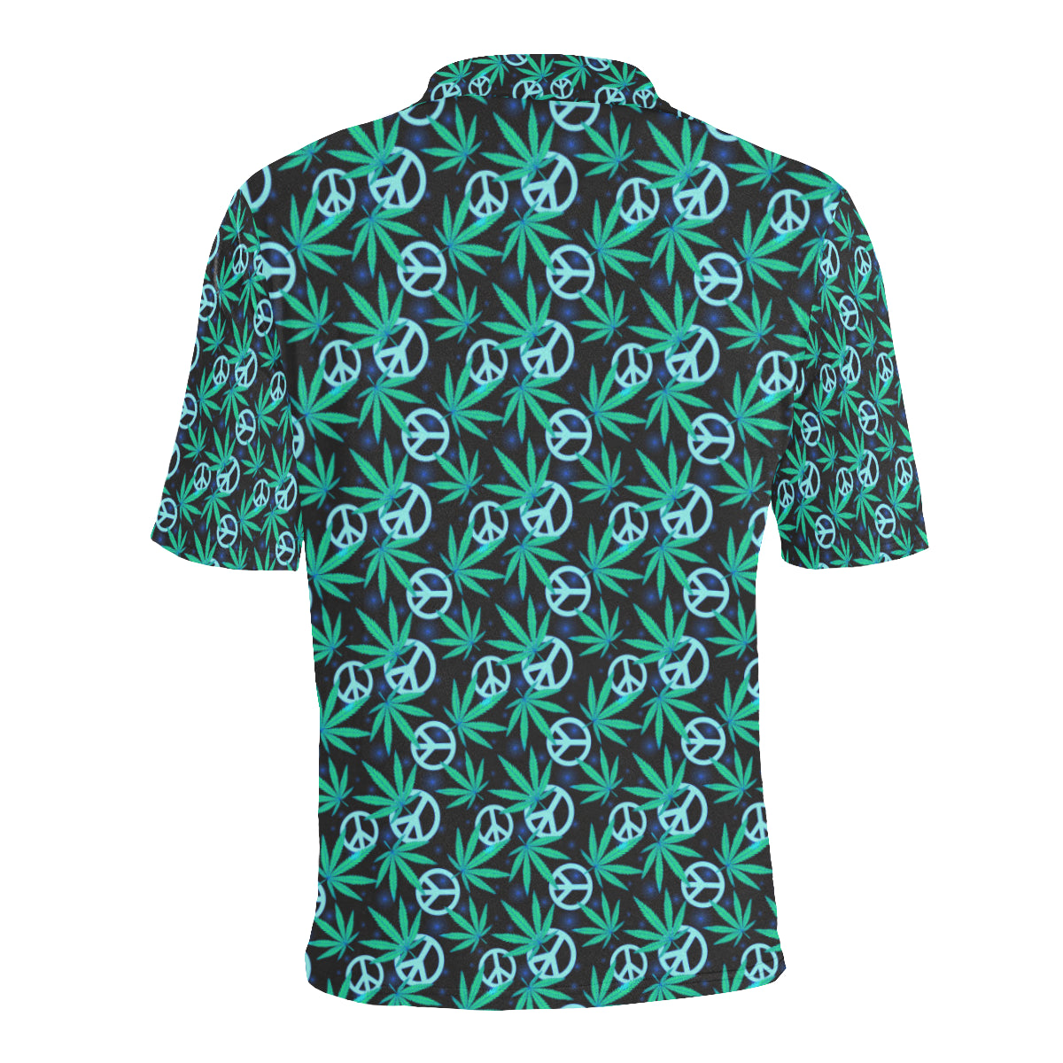 Peace Sign Themed Design Print Men Polo Shirt