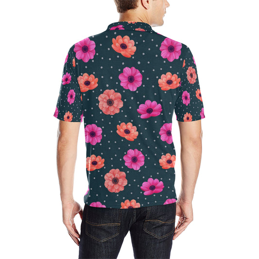 Anemone Pattern Print Design AM08 Men Polo Shirt