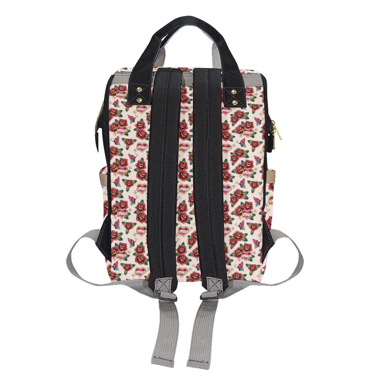Old School Tattoo Rose Pattern Diaper Bag Backpack