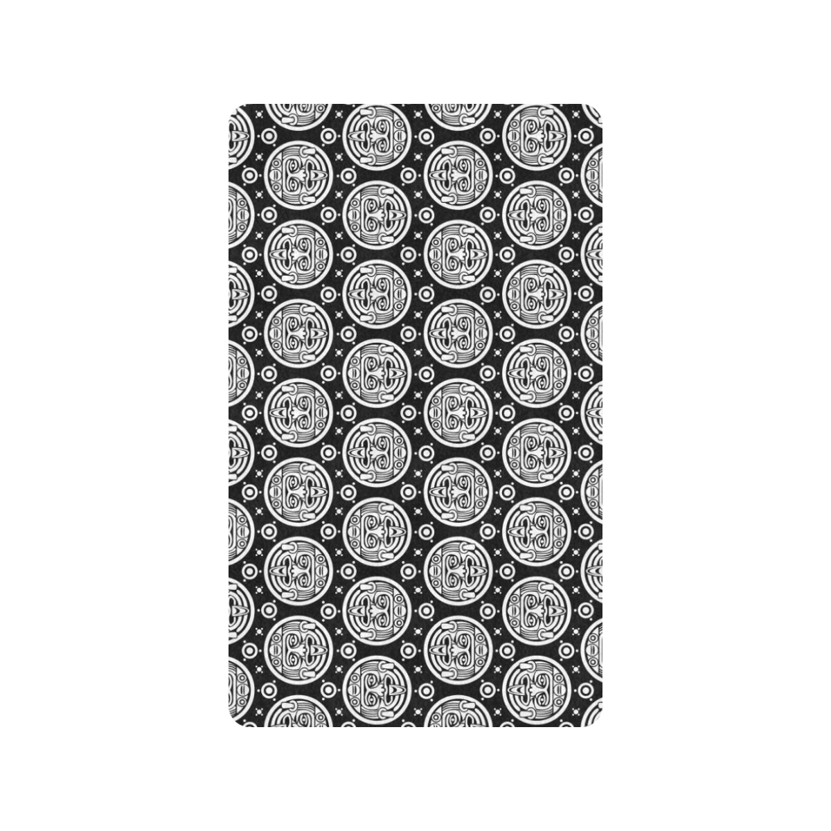 Calendar Aztec White Black Print Pattern Rubber Doormat