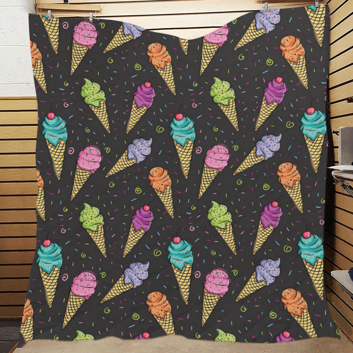 Ice Cream Pattern Print Design IC06 Premium Quilt
