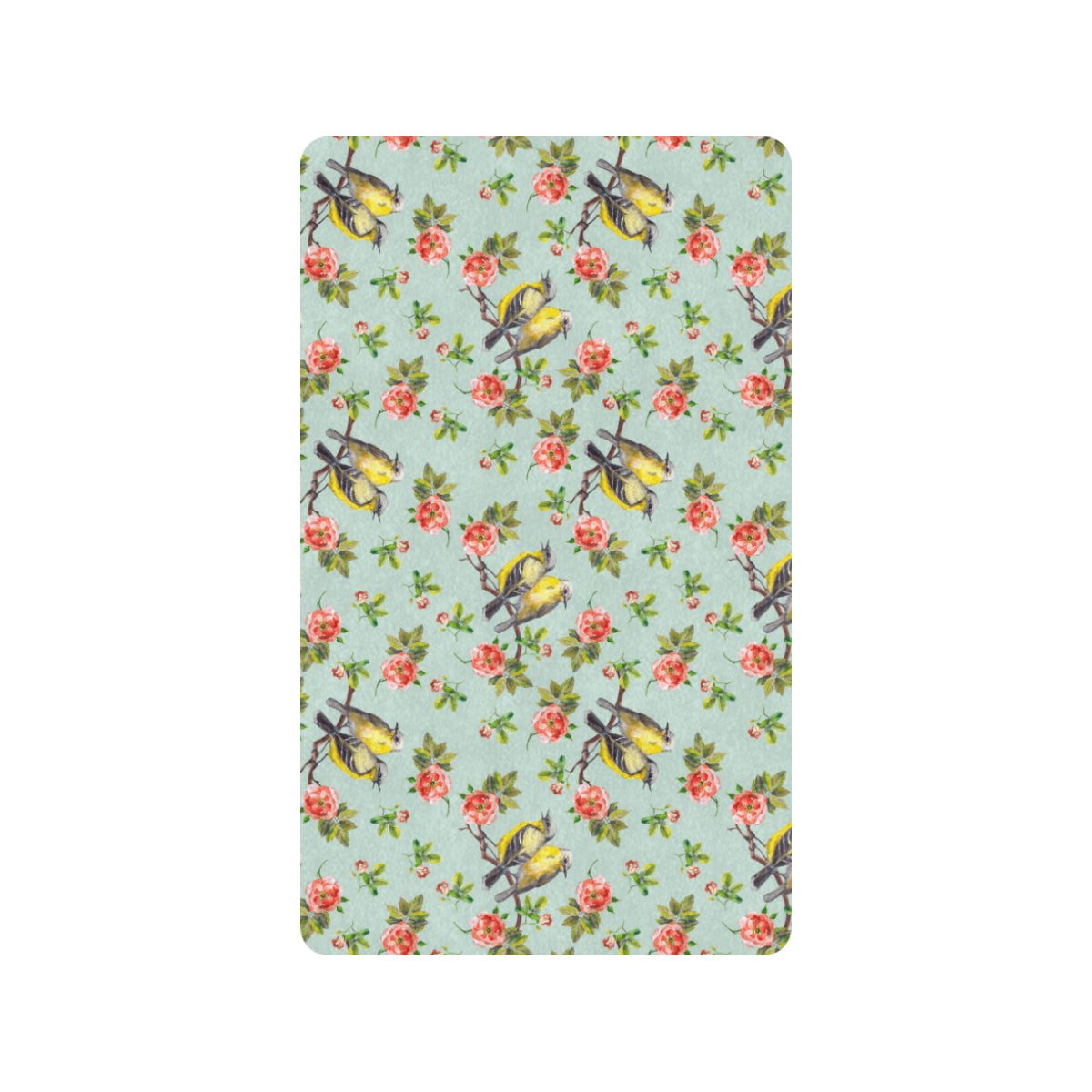 Bird with Red Flower Print Pattern Rubber Doormat