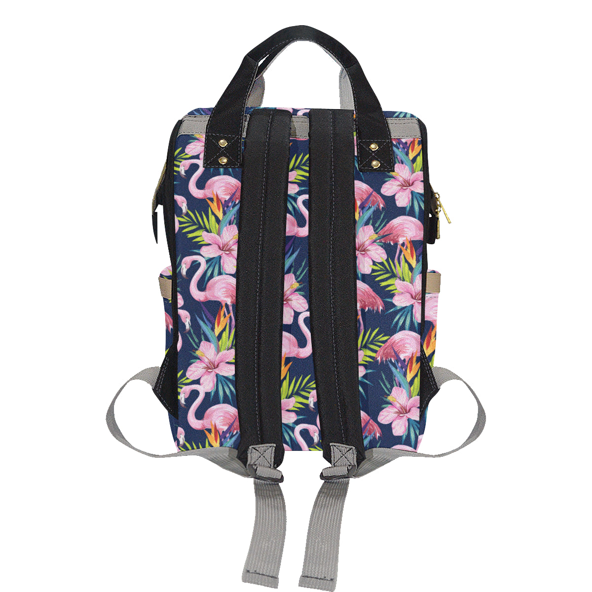 Flamingo Hibiscus Print Diaper Bag Backpack