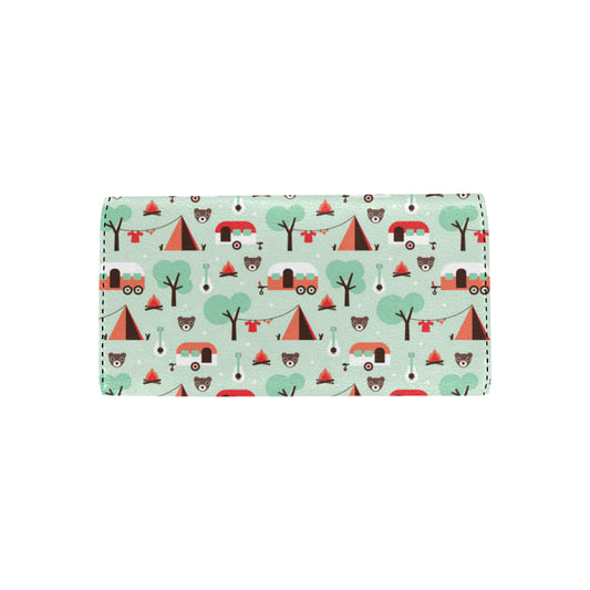 Camper Tent Pattern Print Design 01 Women's Trifold Wallet