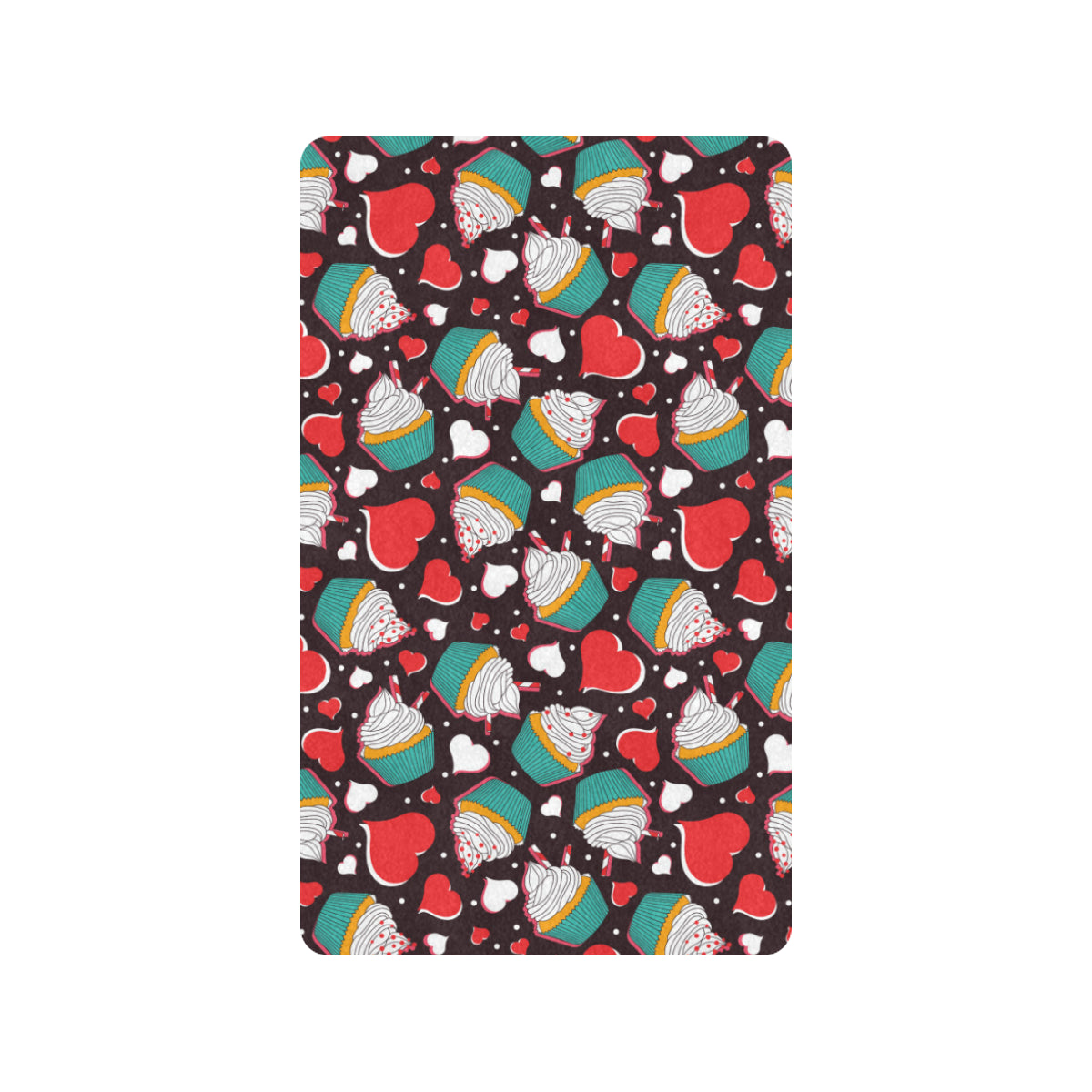 Cupcakes Heart Print Pattern Rubber Doormat