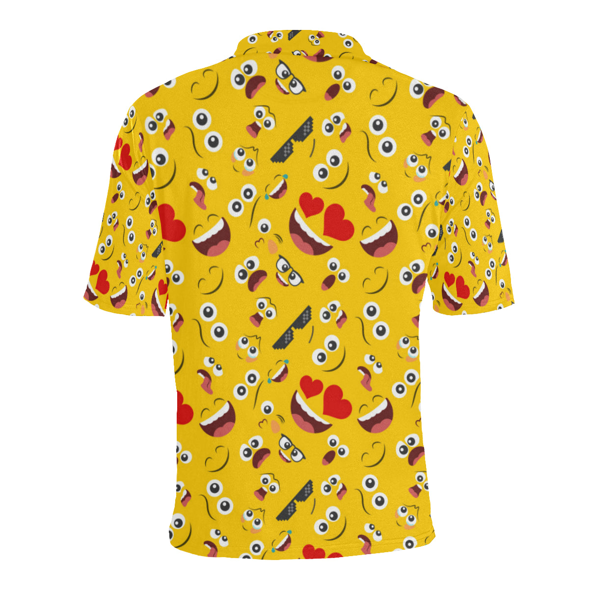Emoji Face Print Pattern Men Polo Shirt