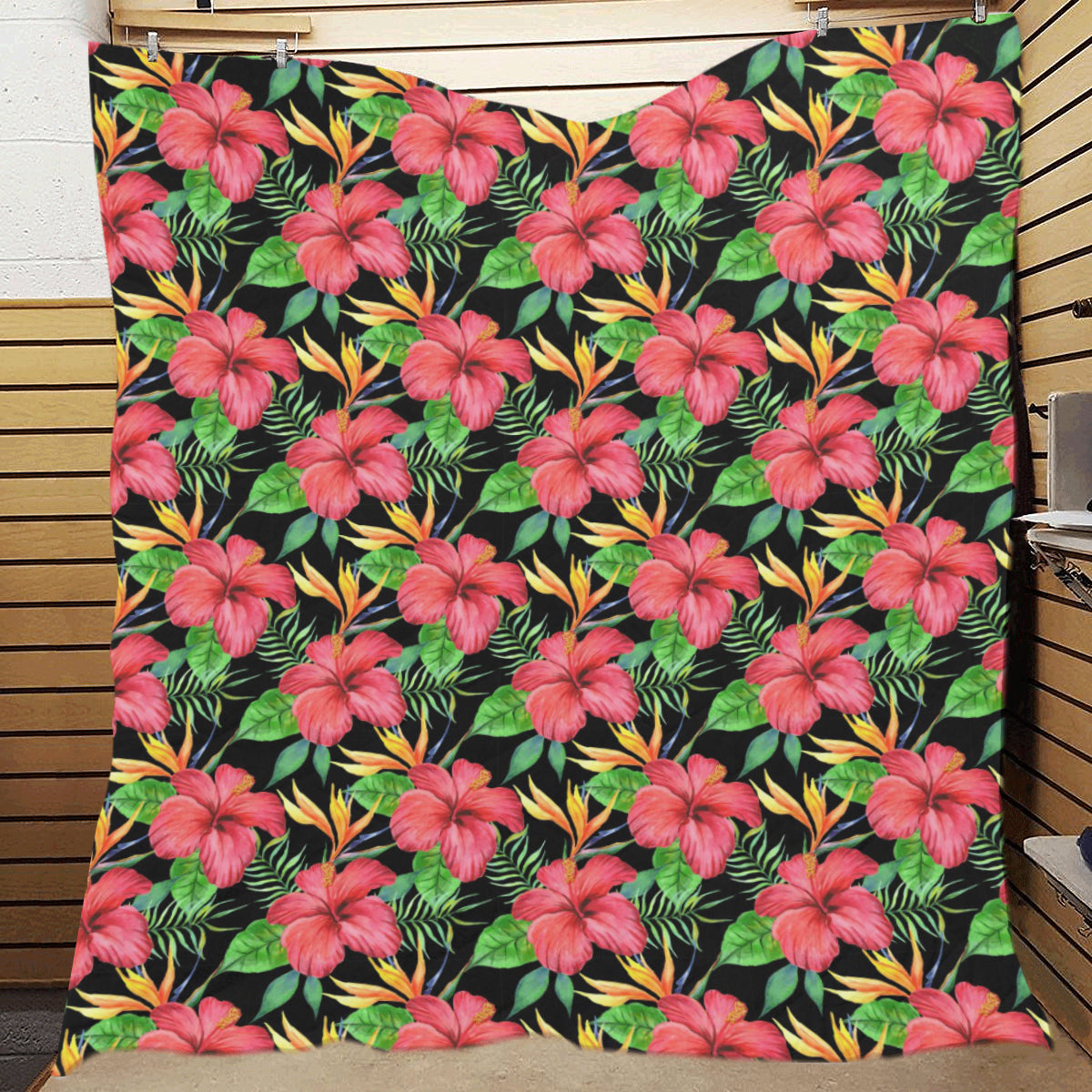 Red Hibiscus Pattern Print Design HB07 Premium Quilt