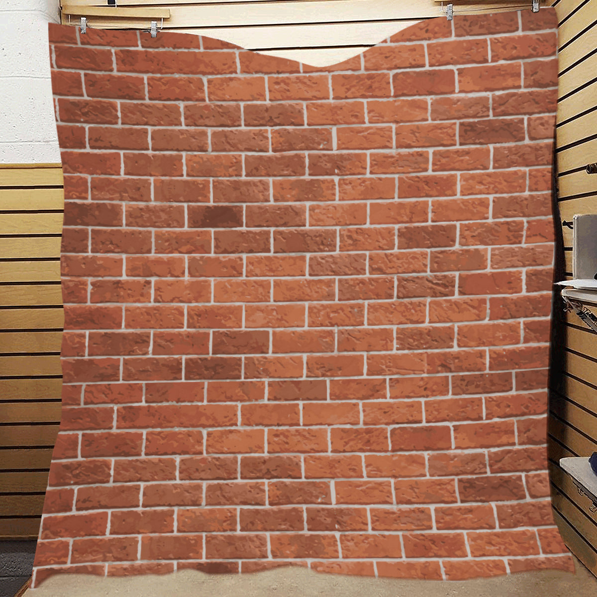 Brick Brown Pattern Print Design 02 Premium Quilt