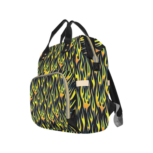 Flame Fire Yellow Pattern Diaper Bag Backpack