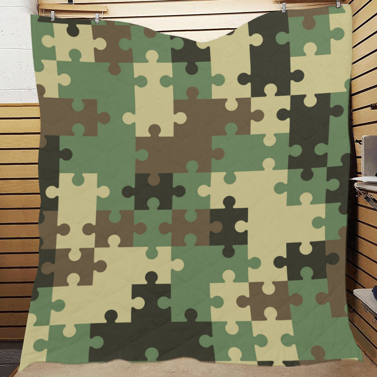 Puzzle Camo Pattern Print Design A03 Premium Quilt