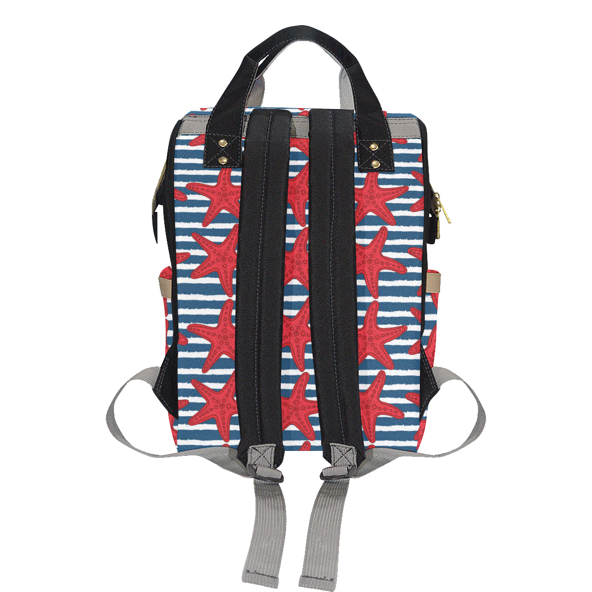 Starfish Red Pattern Print Design 02 Diaper Bag Backpack