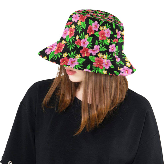 Pink Red Hibiscus Pattern Print Design HB023 Unisex Bucket Hat