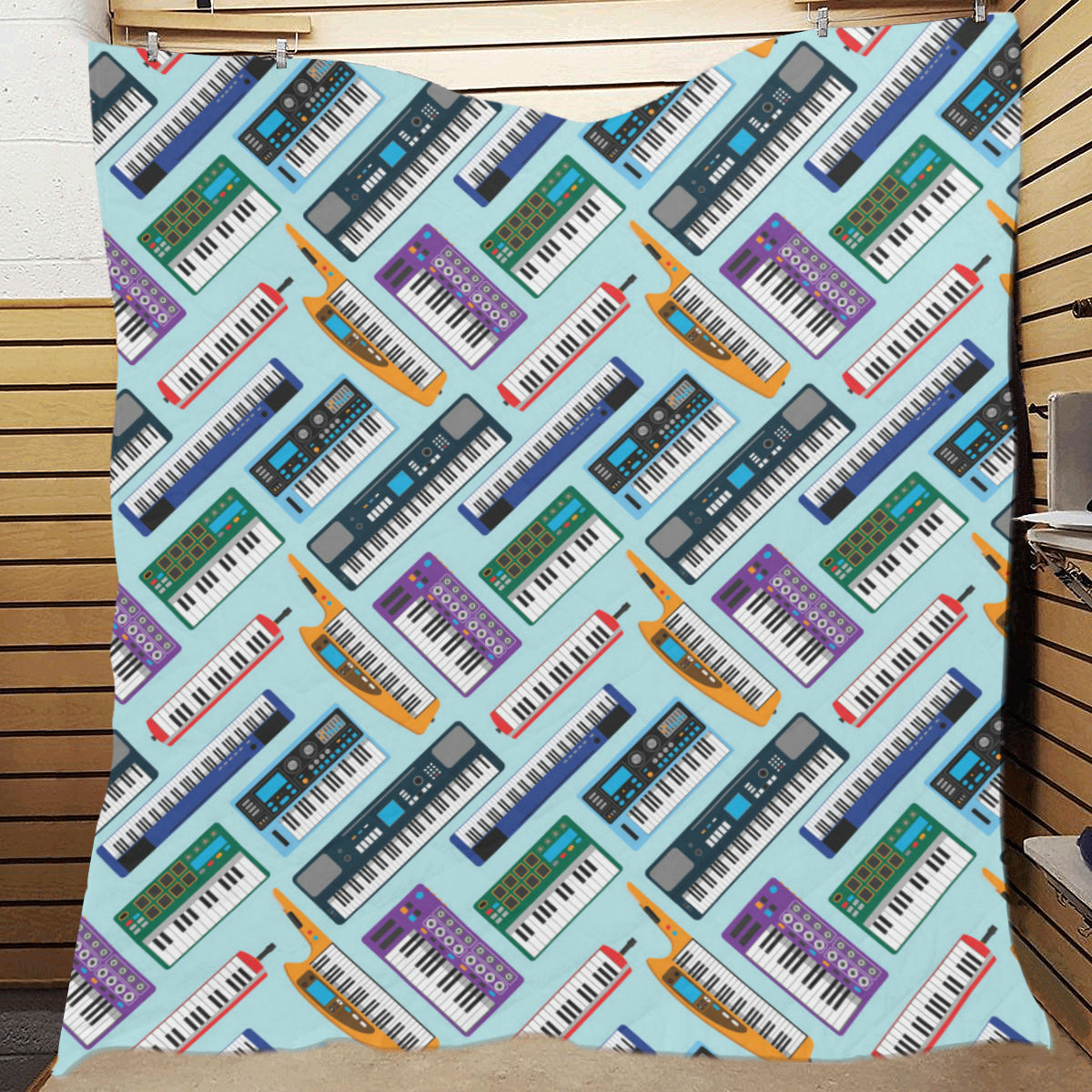 Synthesizer Pattern Print Design 02 Premium Quilt