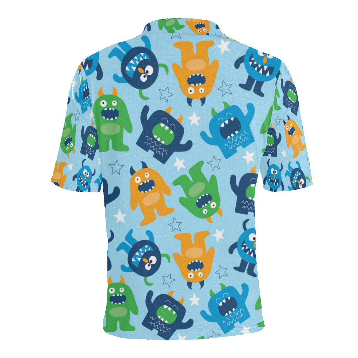 Monster Cartoon Pattern Print Design 04 Men Polo Shirt