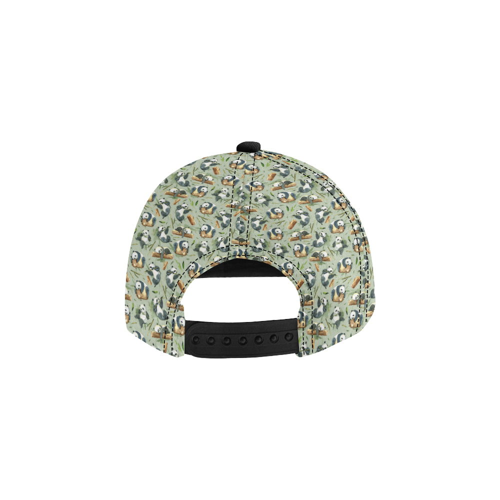 Panda Bear Design Bamboo Print Snapback Cap
