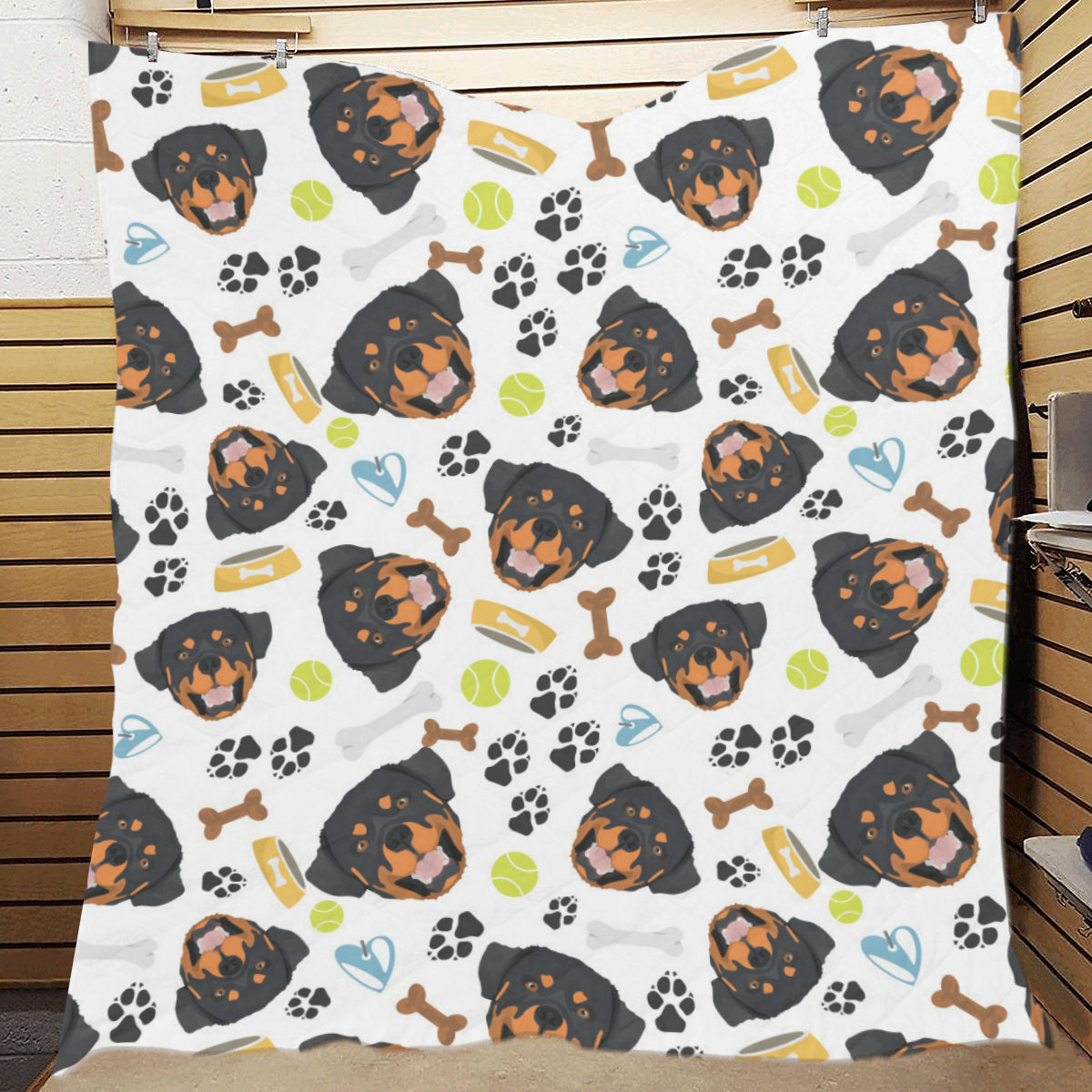 Rottweiler Pattern Print Design A04 Premium Quilt