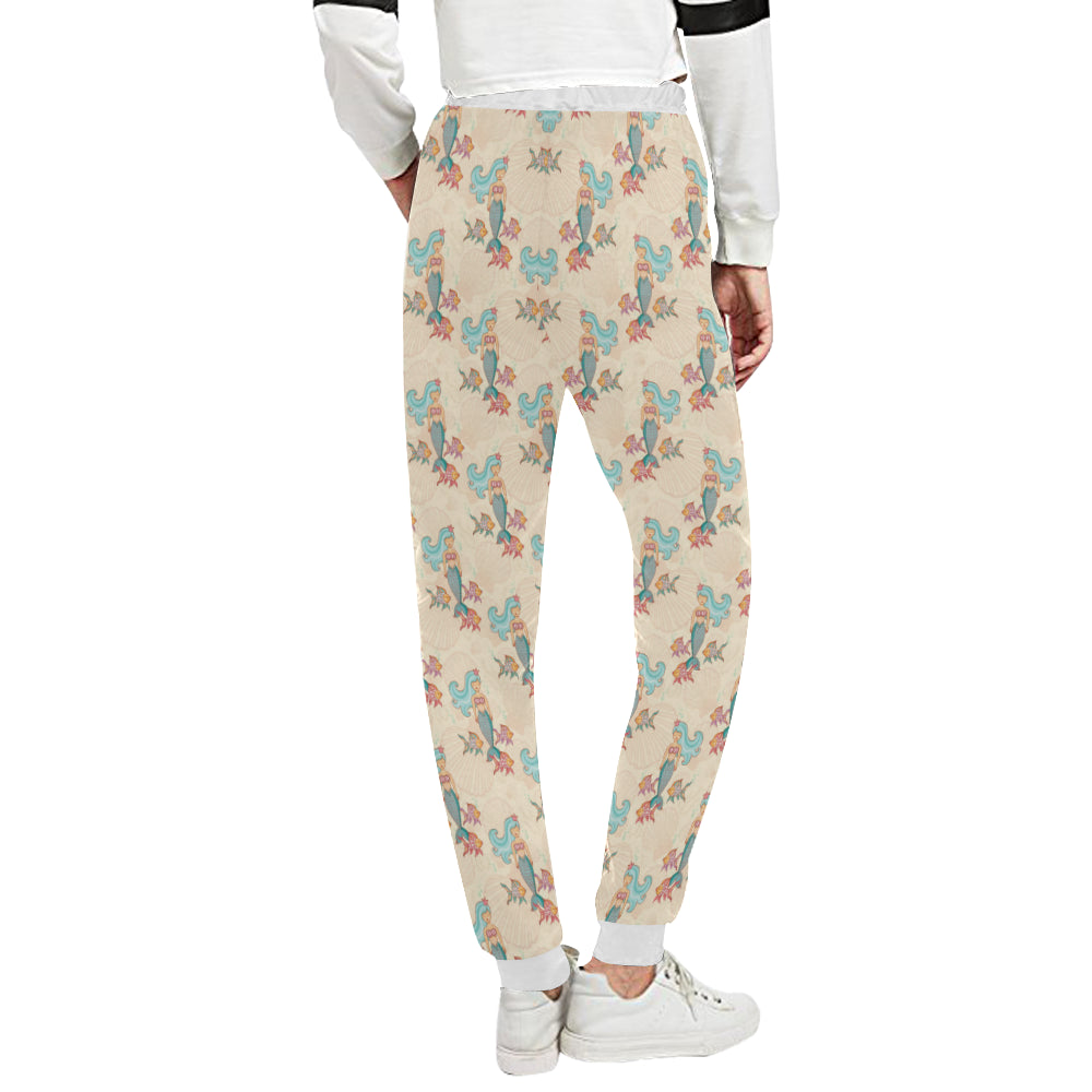 Mermaid Girl With Fish Design Print Unisex Sweatpants