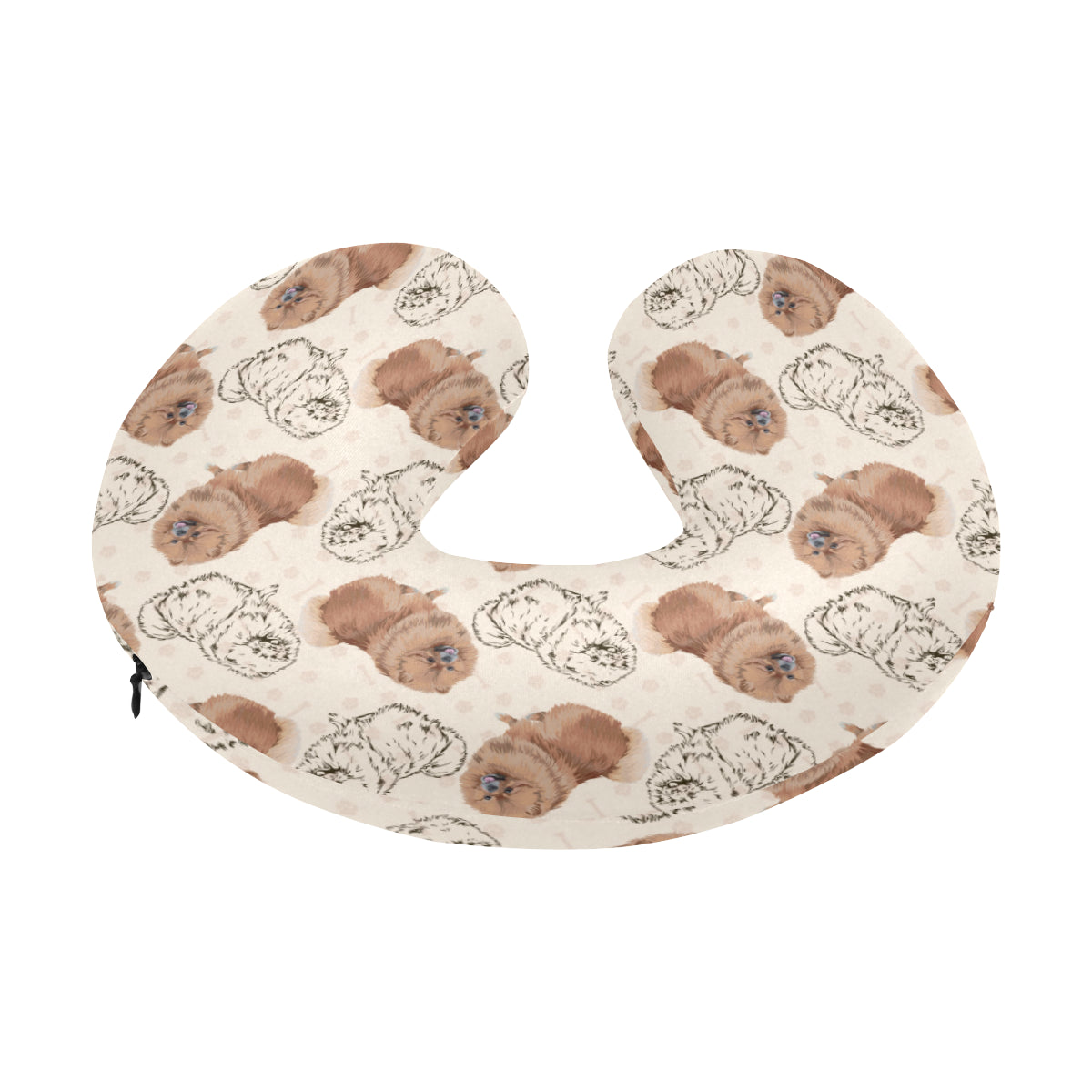 Pomeranians Pattern Print Design A01 U-Shaped Travel Neck Pillow