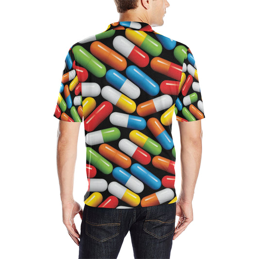 Pill Pattern Print Design A02 Men Polo Shirt