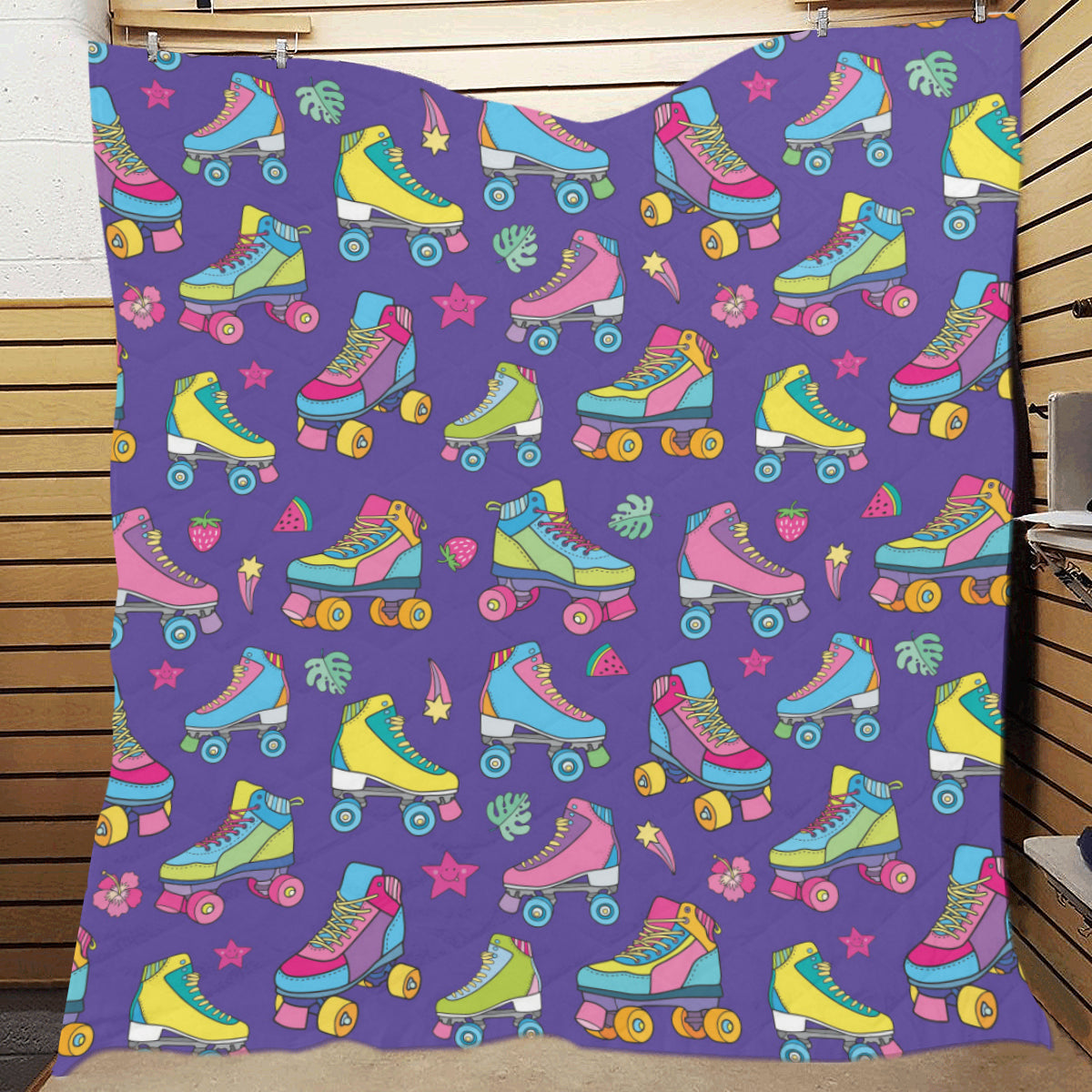 Roller skate Colorful Pattern Print Design A05 Premium Quilt