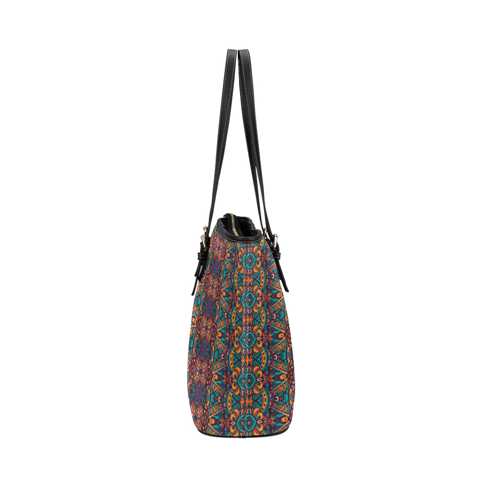 Ethnic Style Print Pattern Leather Tote Bag