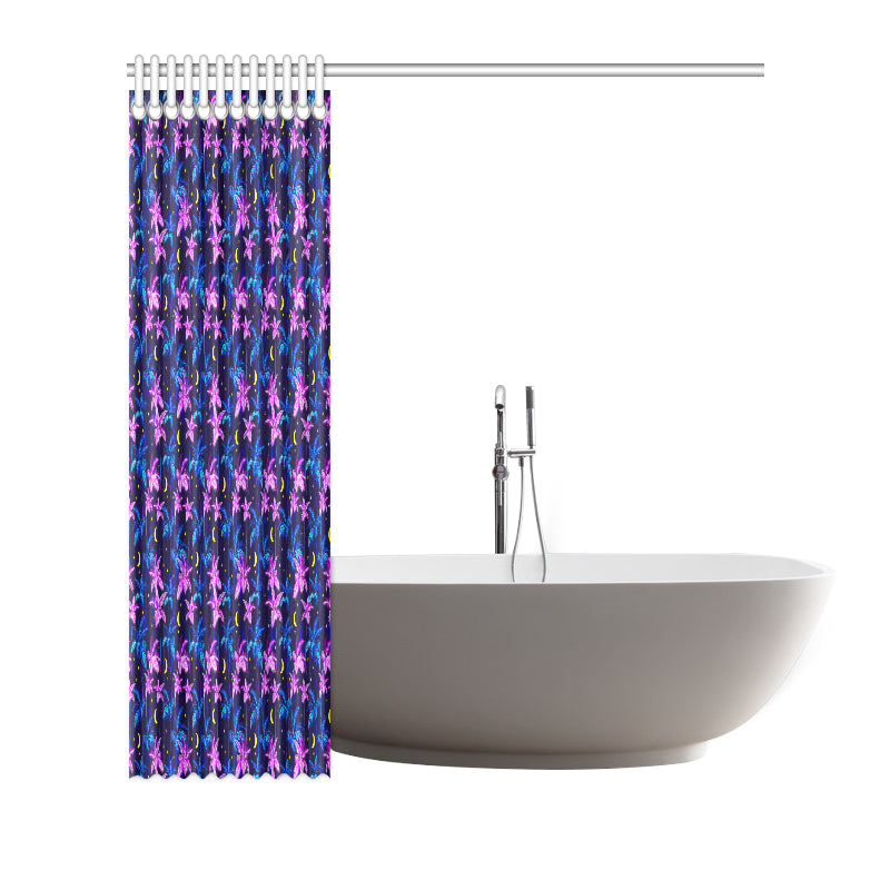 Palm Tree Night Scene Design Print Shower Curtain
