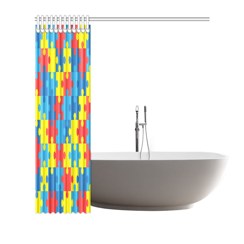 Autism Awareness Puzzles Design Print Shower Curtain