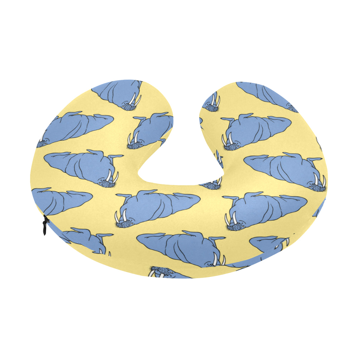 Walrus Pattern Print Design 02 U-Shaped Travel Neck Pillow