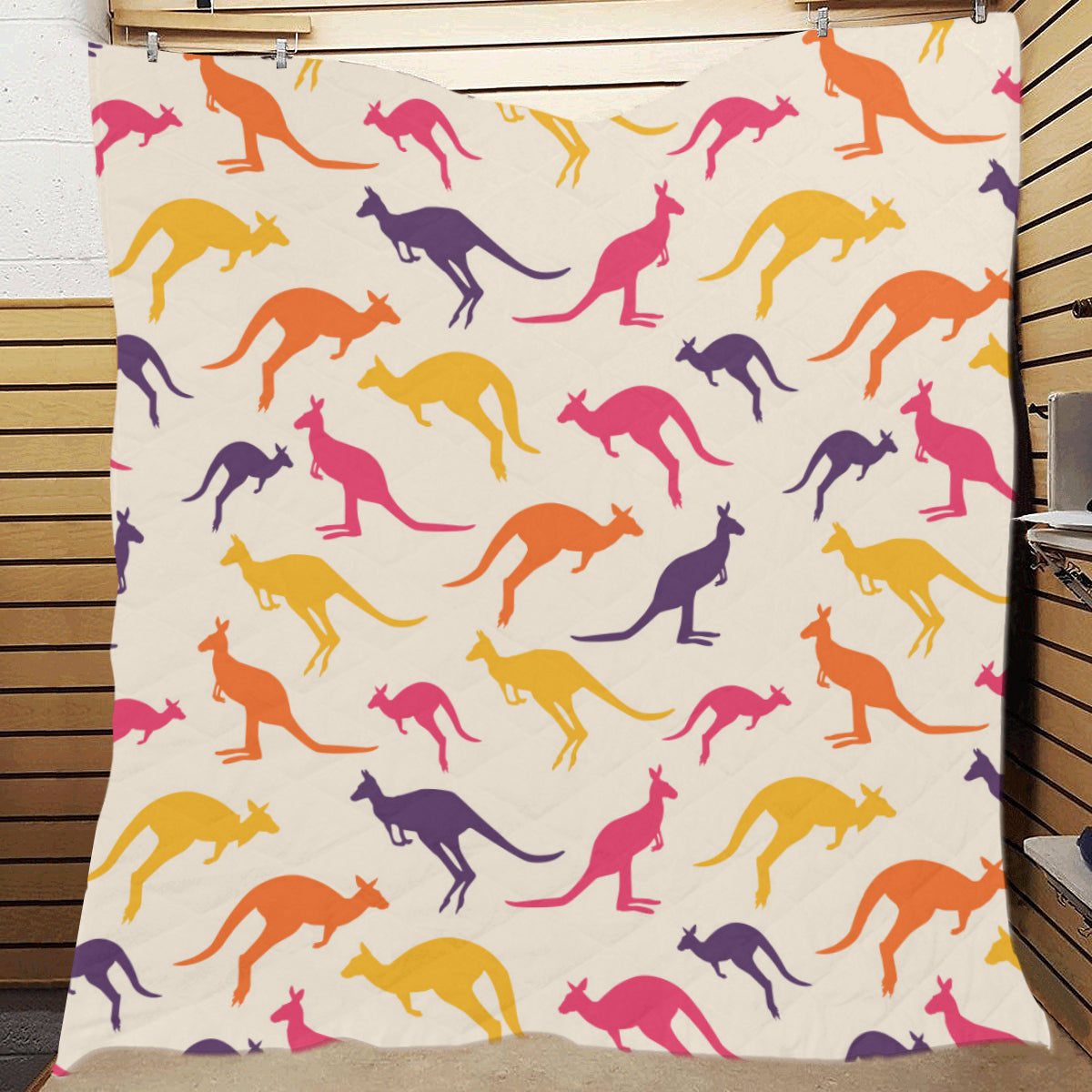 Kangaroos Pattern Print Design 01 Premium Quilt