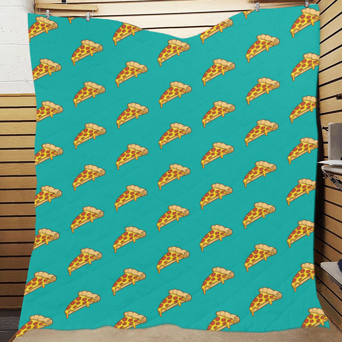 Pizza Pattern Print Design A03 Premium Quilt