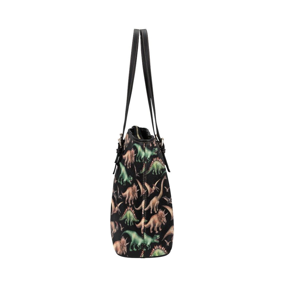 Dinosaur Print Pattern Leather Tote Bag