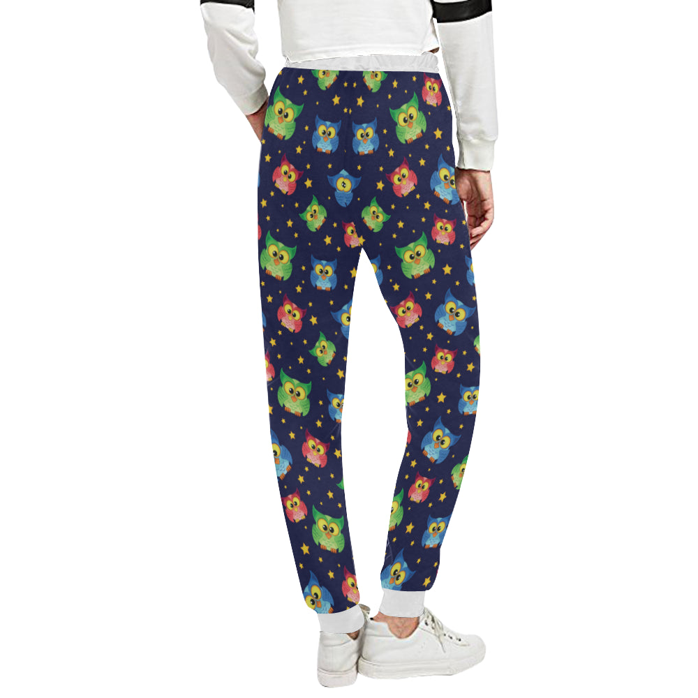 Owl with Star Themed Design Print Unisex Sweatpants