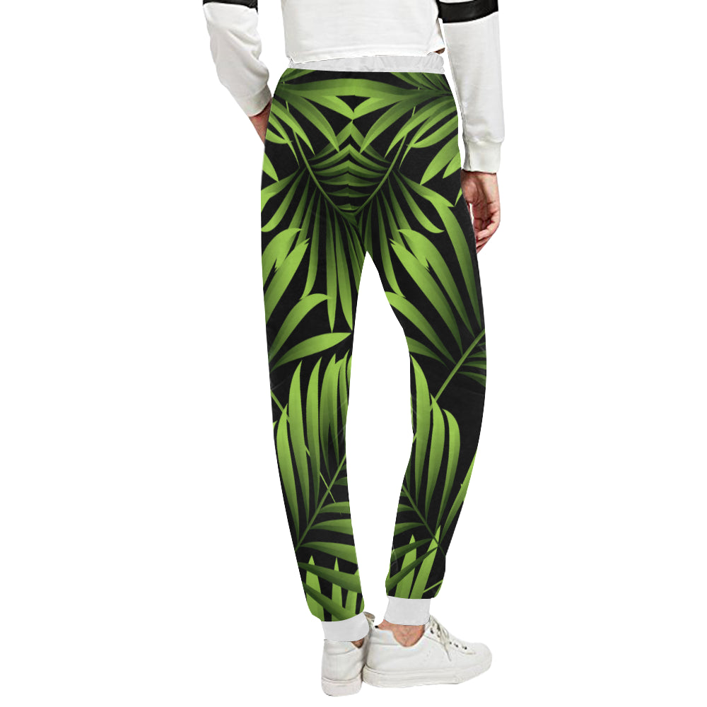 Green Neon Tropical Palm Leaves Unisex Sweatpants
