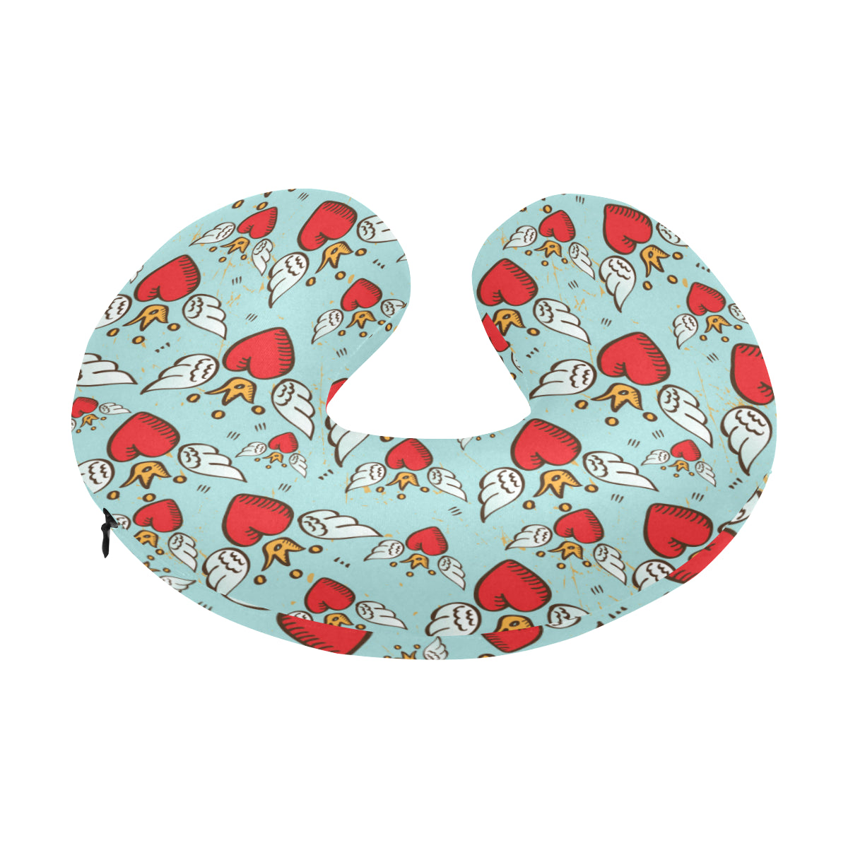 Angel Wings Heart Pattern Print Design 02 U-Shaped Travel Neck Pillow