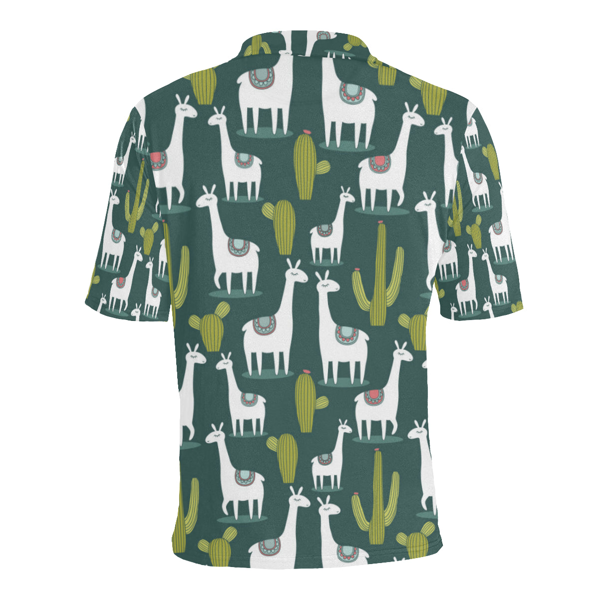 Llama Cactus Pattern Print Design 02 Men Polo Shirt