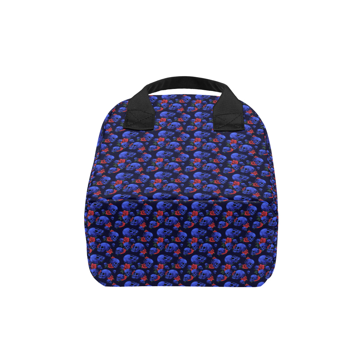 Skull Roses Neon Design Themed Print Insulated Lunch Bag
