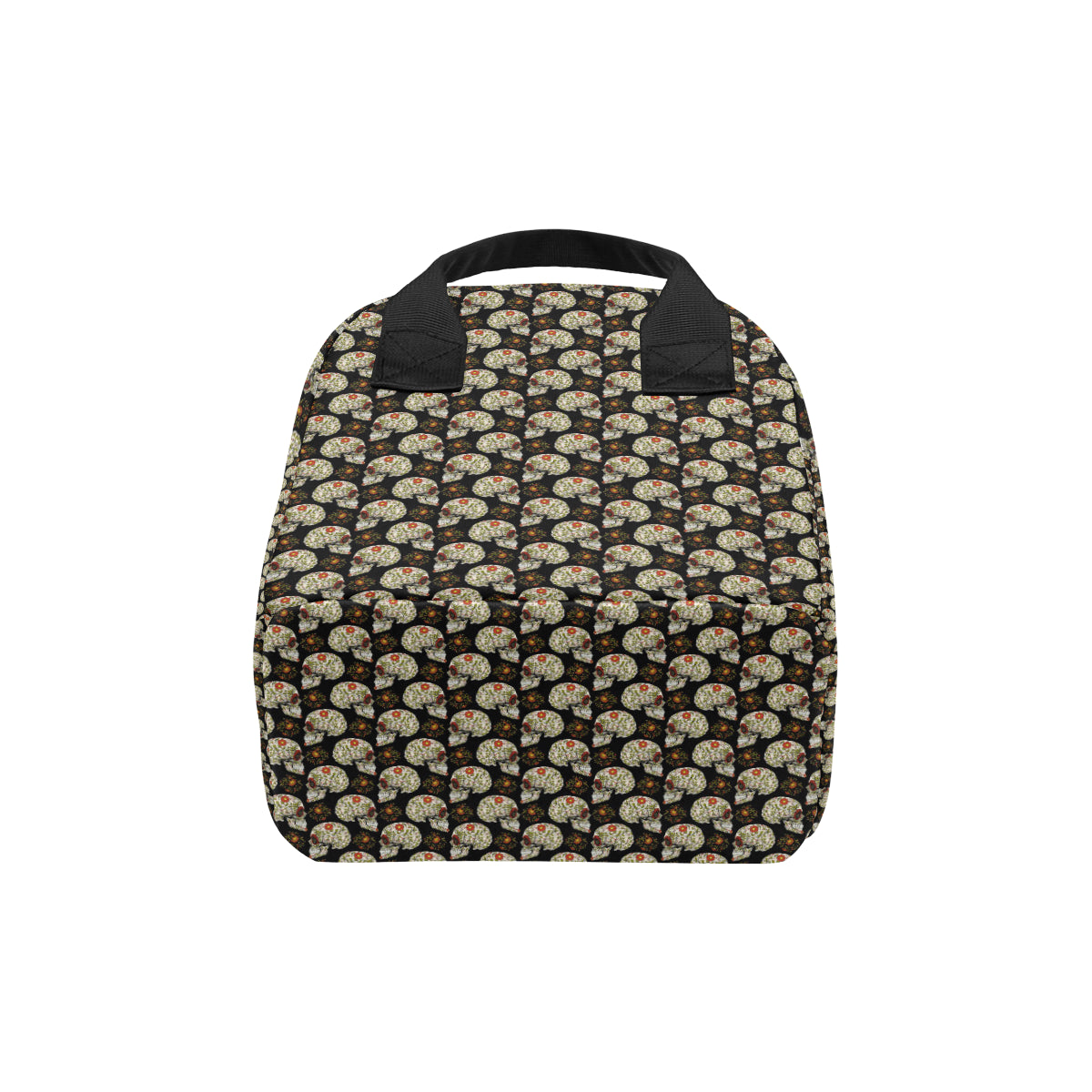 Sugar Skull Flower Design Themed Print Insulated Lunch Bag
