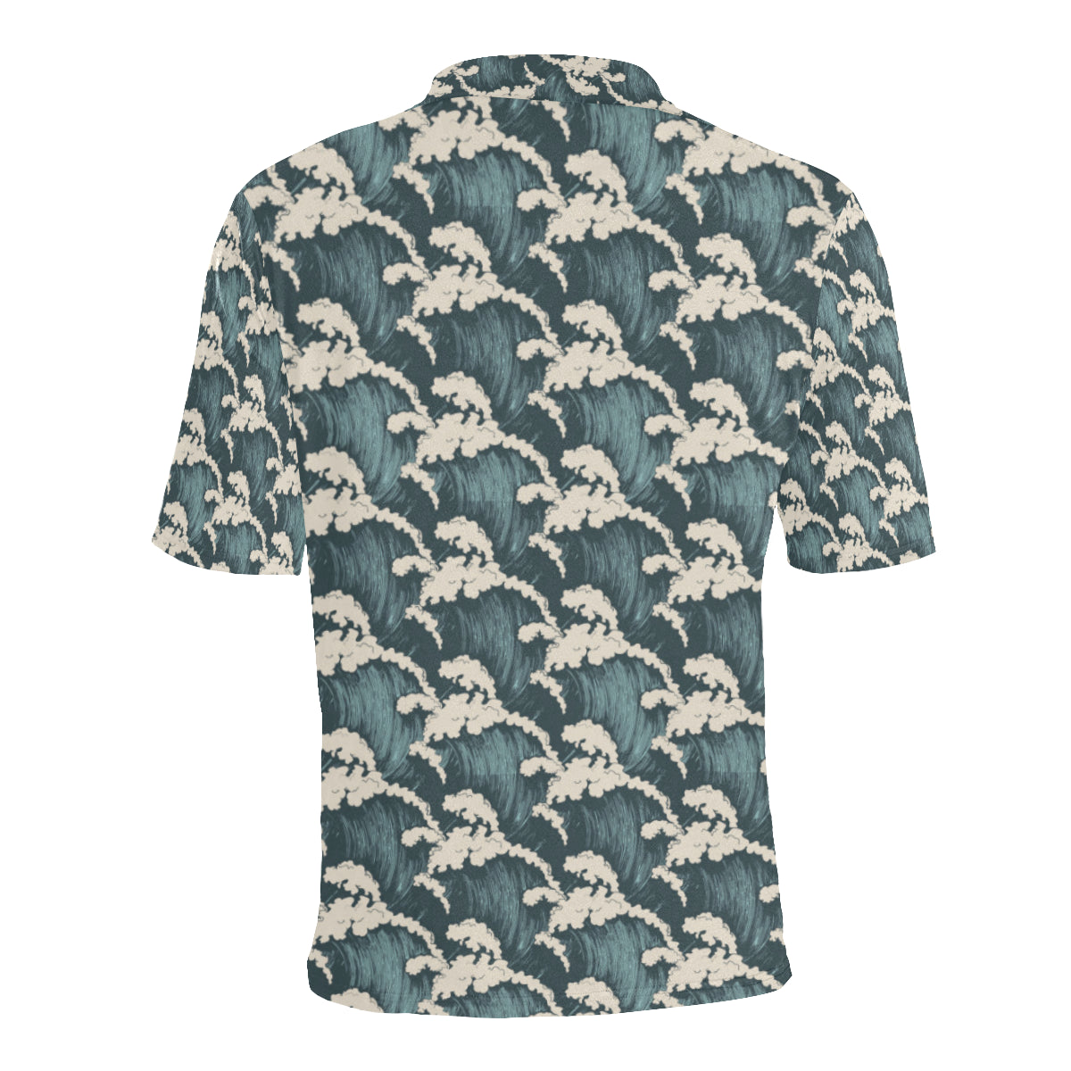 Wave Art Print Men Polo Shirt