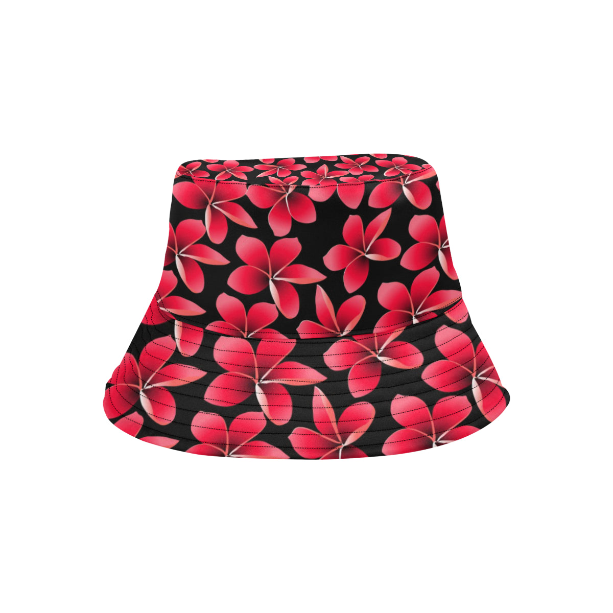 Red Plumeria Pattern Print Design PM025 Unisex Bucket Hat