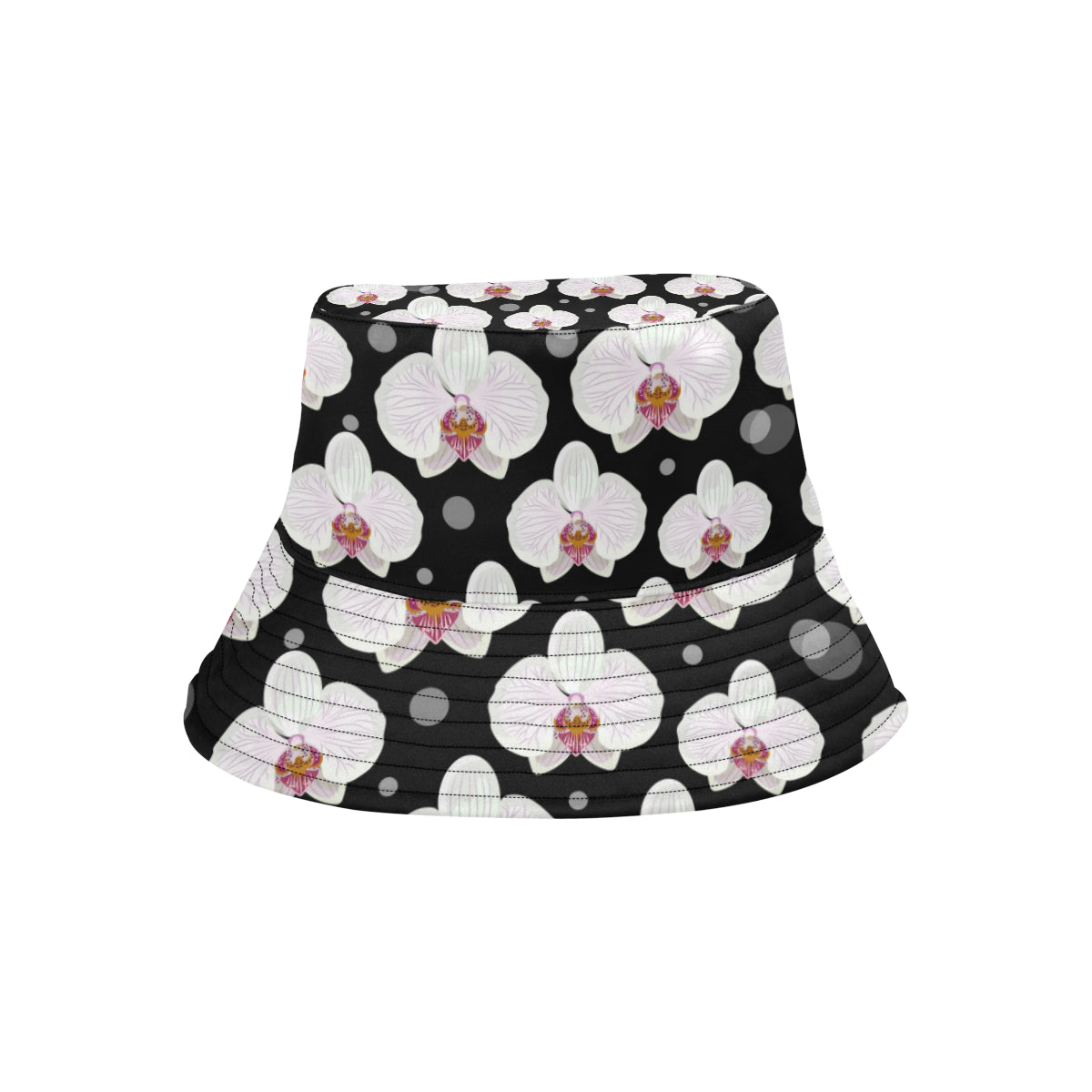 Orchid White Pattern Print Design OR09 Unisex Bucket Hat