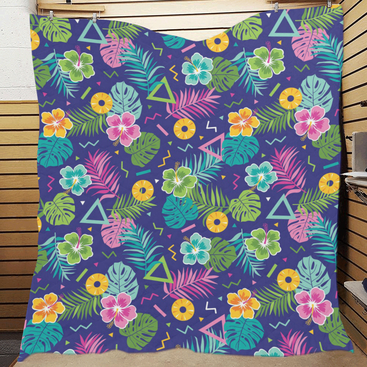 Hawaiian Themed Pattern Print Design H014 Premium Quilt