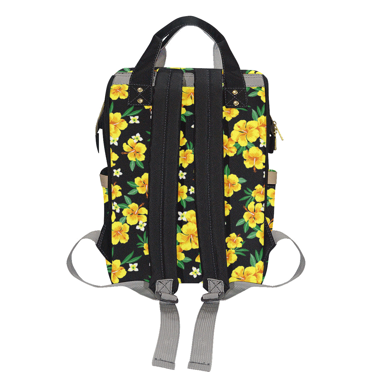 Yellow Hibiscus Pattern Print Design HB08 Diaper Bag Backpack