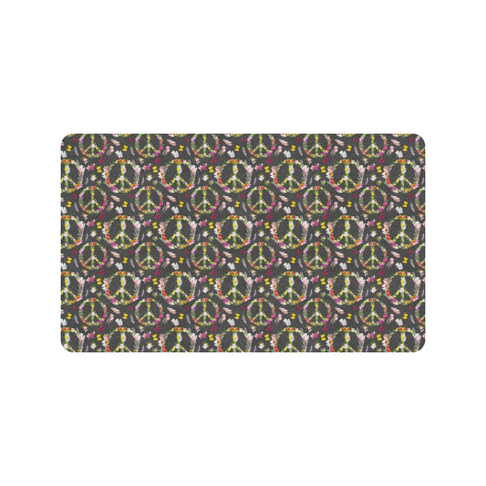 Peace Sign flowers Design Print Rubber Doormat