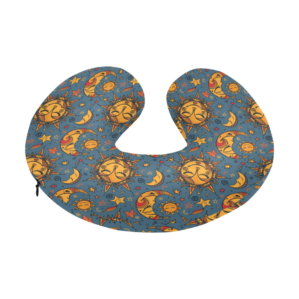 Celestial Moon Sun Pattern Print Design 02 U-Shaped Travel Neck Pillow