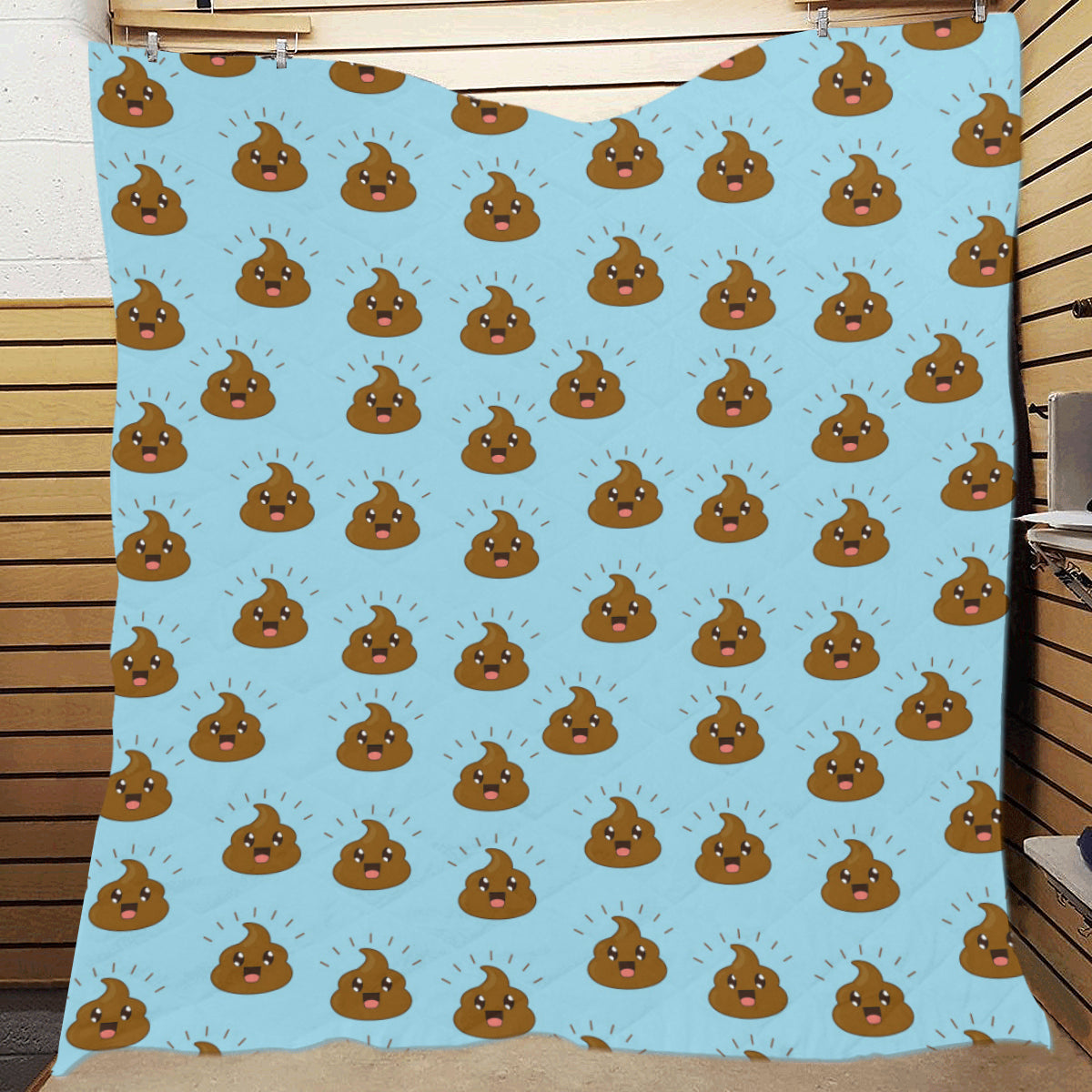 Poop Emoji Pattern Print Design A03 Premium Quilt