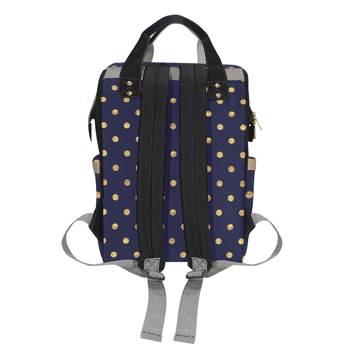 Polka Dot Gold Blue Pattern Print Design 02 Diaper Bag Backpack