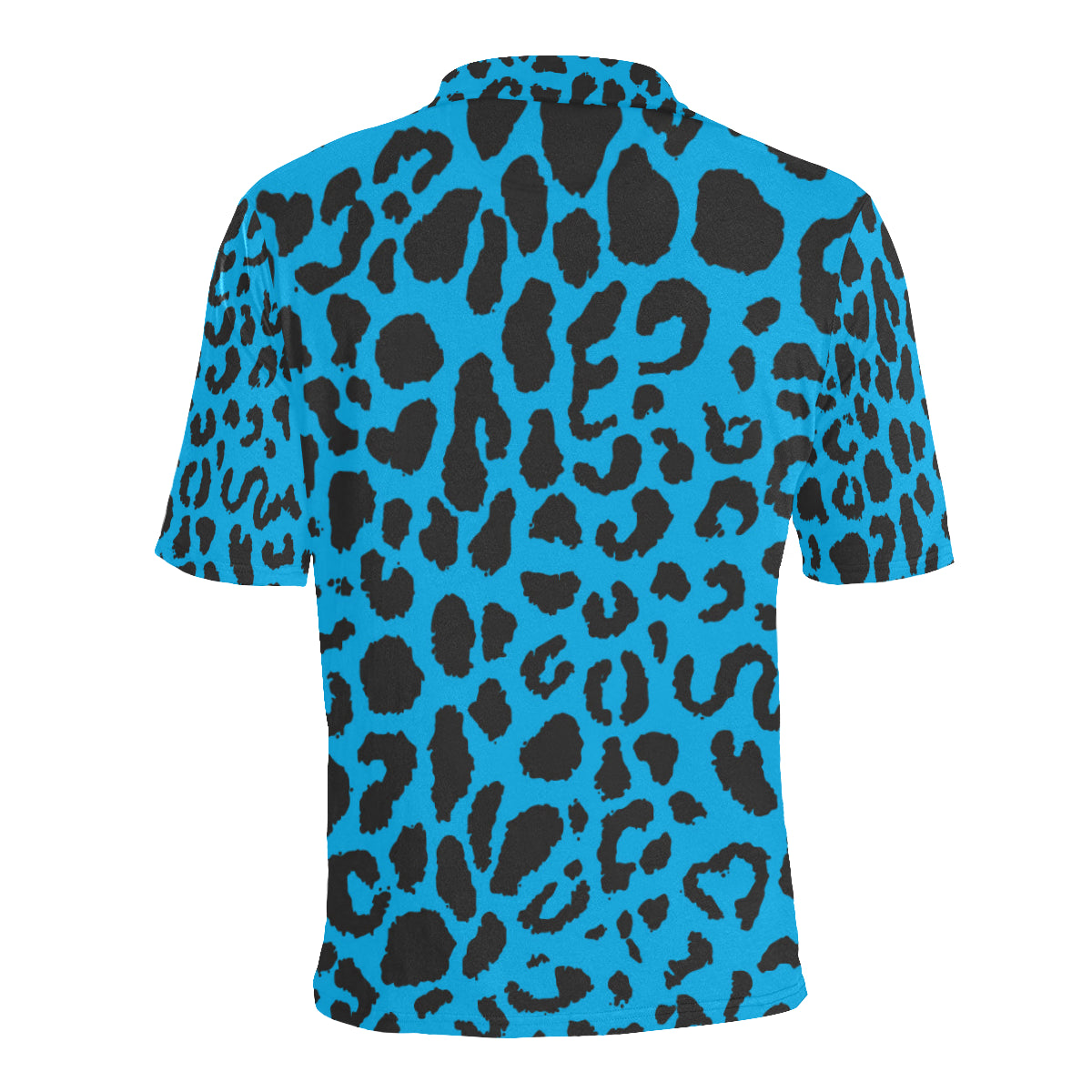 Cheetah Blue Print Pattern Men Polo Shirt