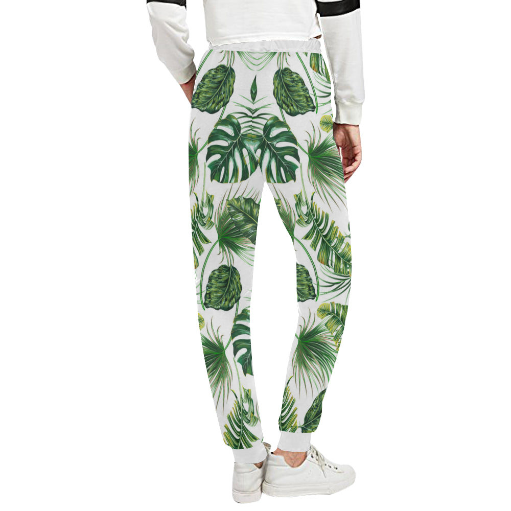 Green Pattern Tropical Palm Leaves Unisex Sweatpants