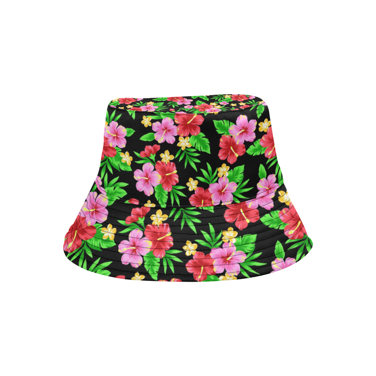 Pink Red Hibiscus Pattern Print Design HB023 Unisex Bucket Hat
