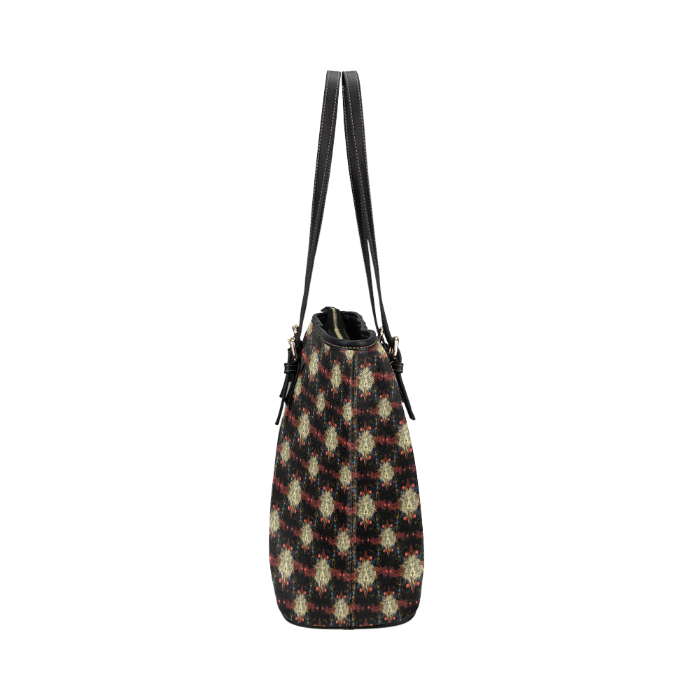 Zodiac Leo Pattern Design Print Leather Tote Bag
